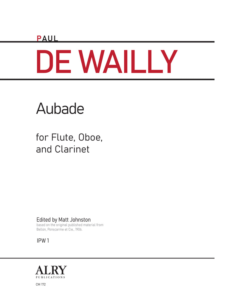 de Wailly (ed. Johnston) - Aubade for Flute, Oboe, and Clarinet
