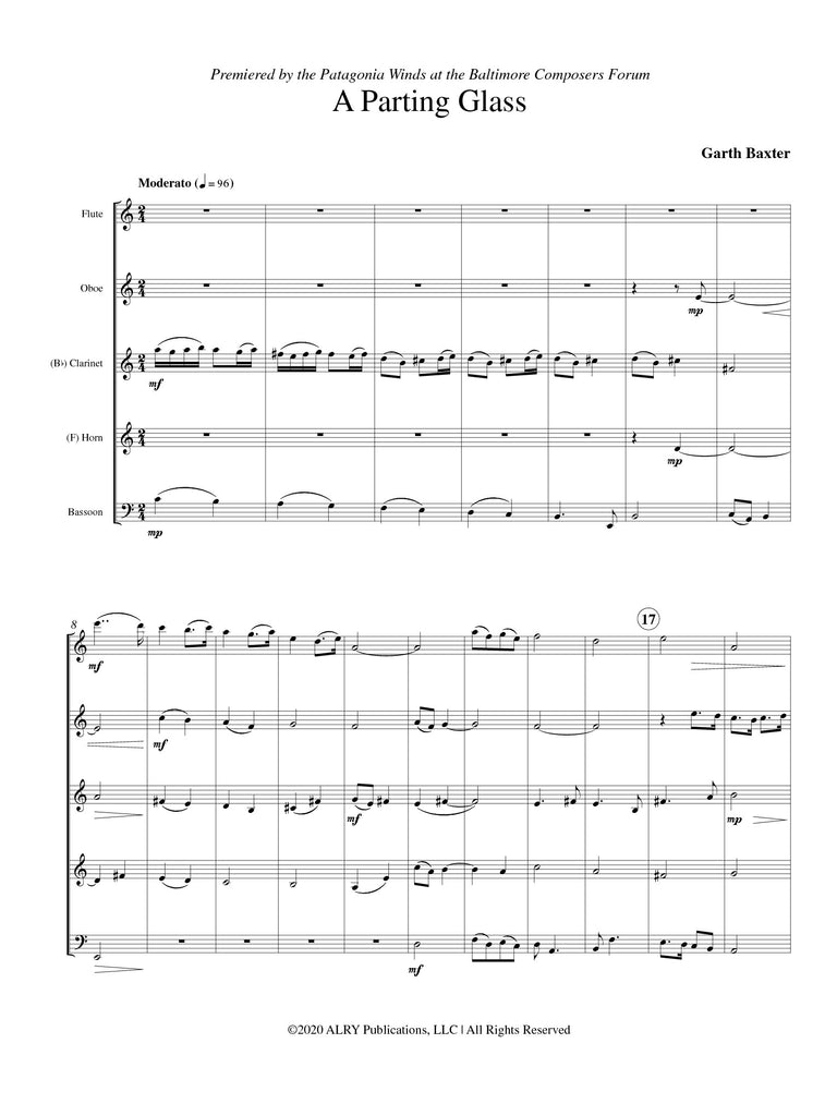 Baxter - A Parting Glass for Wind Quintet