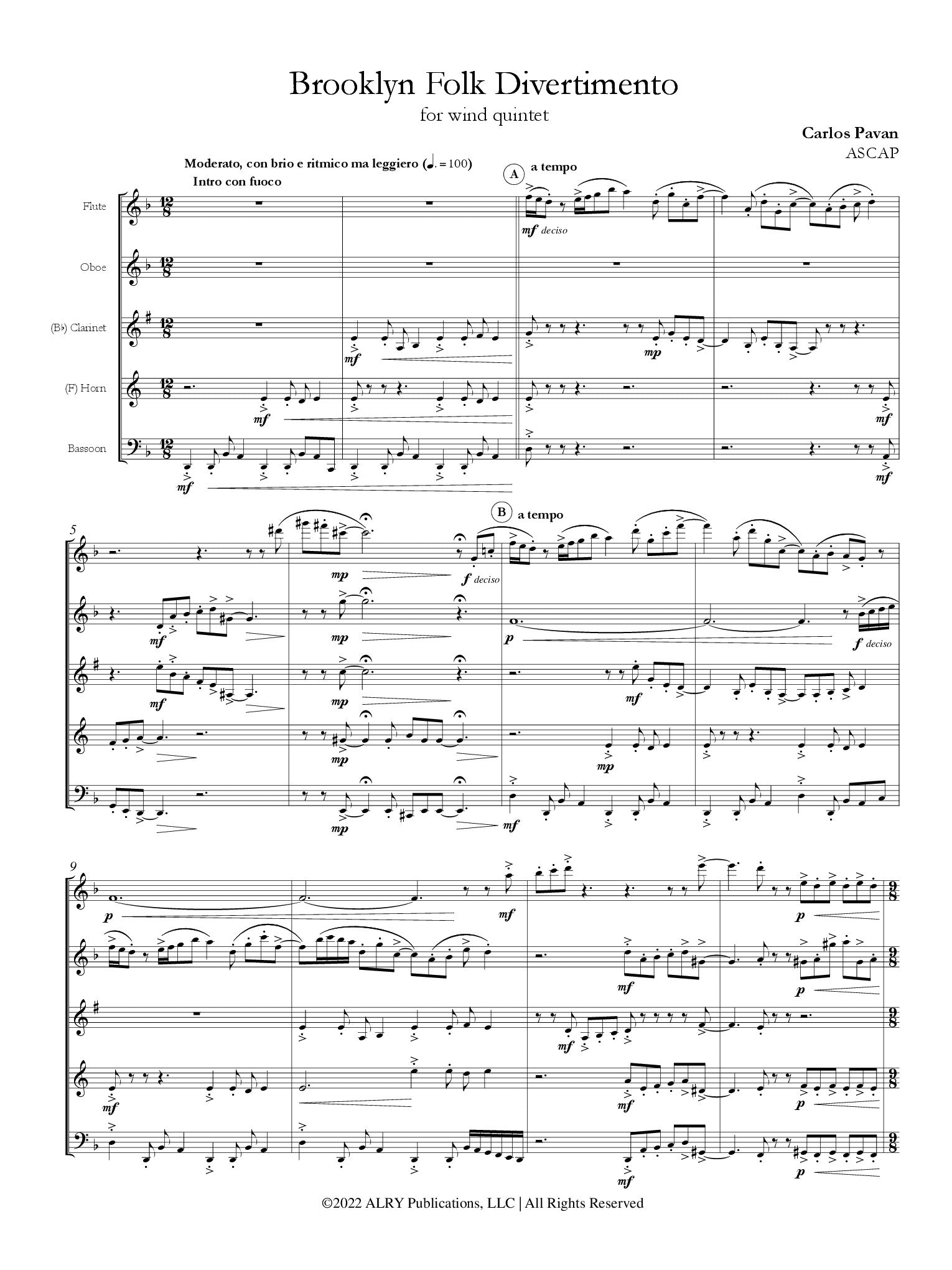 Pavan - Brooklyn Folk Divertimento for Wind Quintet