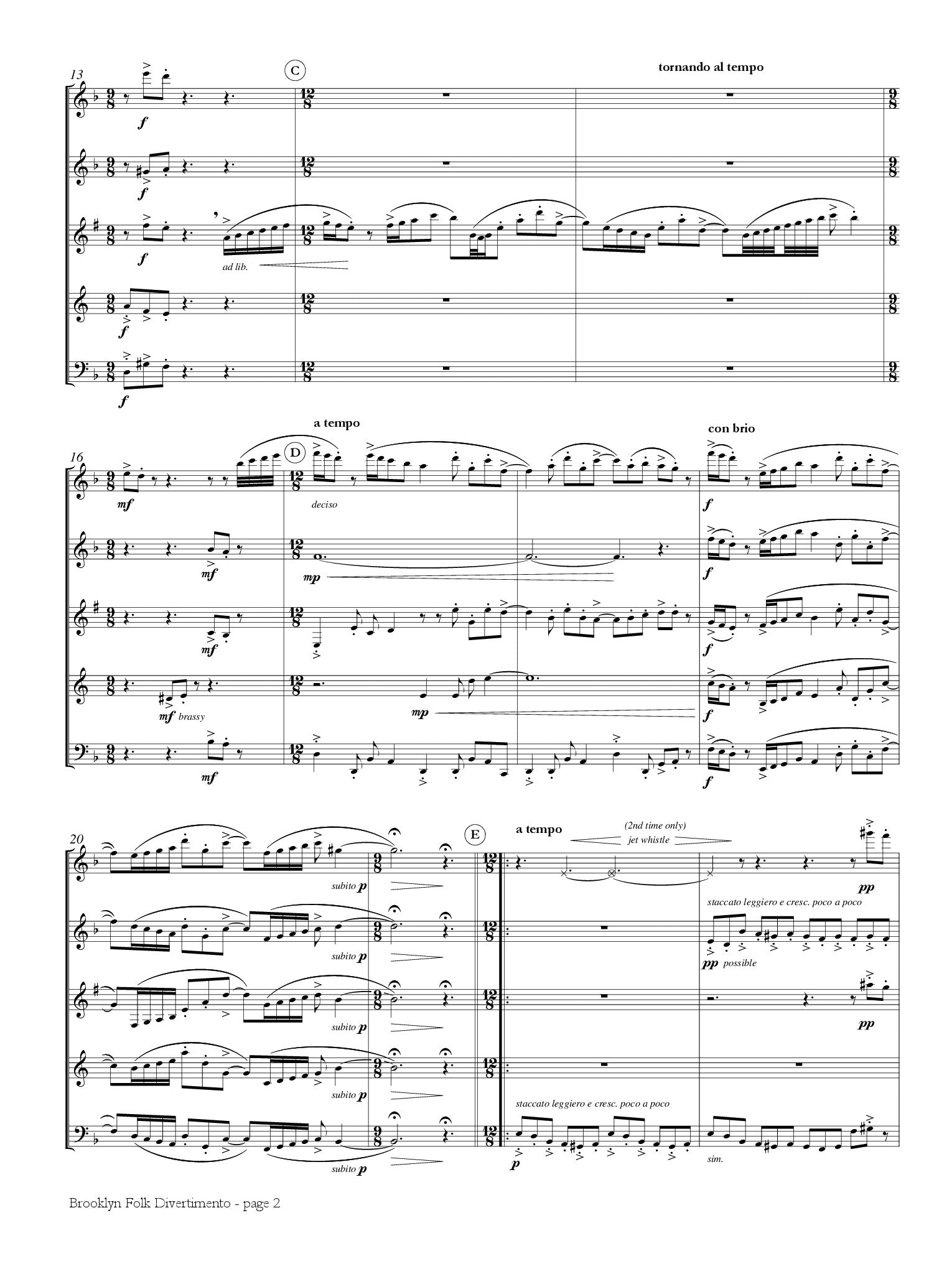 Pavan - Brooklyn Folk Divertimento for Wind Quintet
