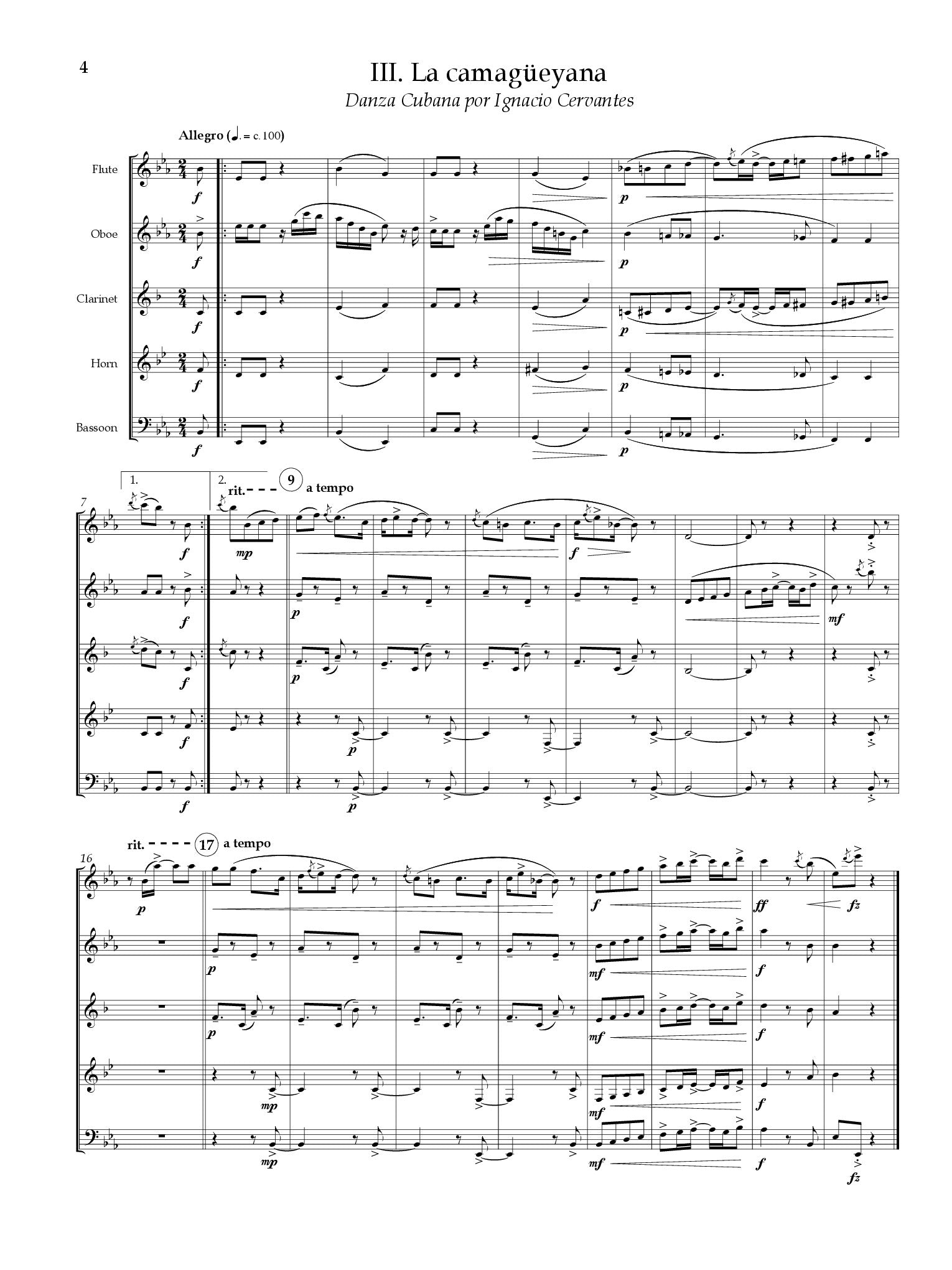 Carvajal-Gomez (arr. Johnston) - Suite Caribeana for Wind Quintet