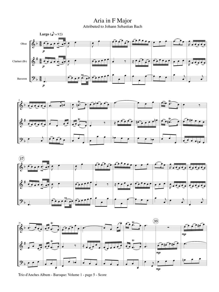 Franz - Trio d'Anches Album, Baroque for Oboe, Clarinet and Bassoon