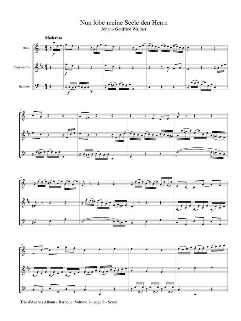 Franz - Trio d'Anches Album, Baroque for Oboe, Clarinet and Bassoon
