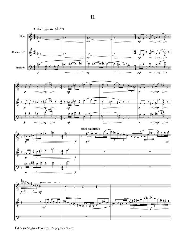 Voglar - Trio Flute, Clarinet, and Bassoon, Op. 67