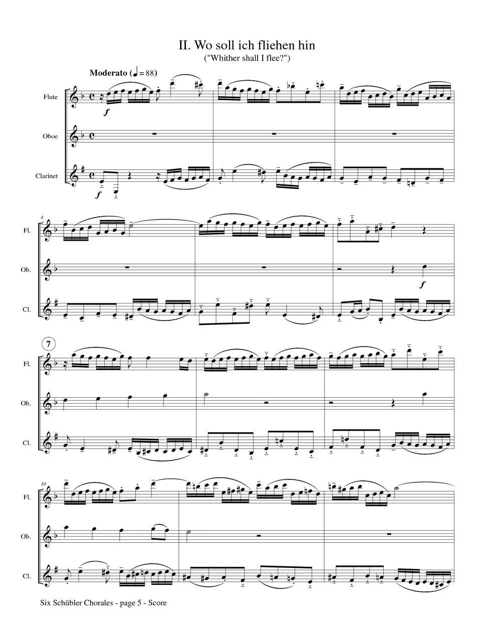 Bach (arr. Robertson) - Six Schübler Chorales for Two Flutes, Oboe, and Clarinet
