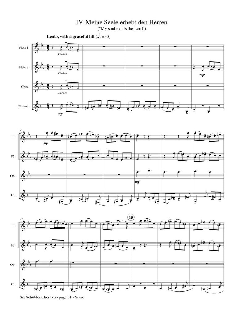 Bach (arr. Robertson) - Six Schübler Chorales for Two Flutes, Oboe, and Clarinet