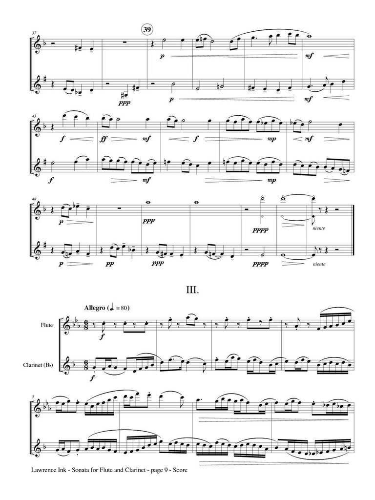 Ink - Sonata for Flute and Clarinet
