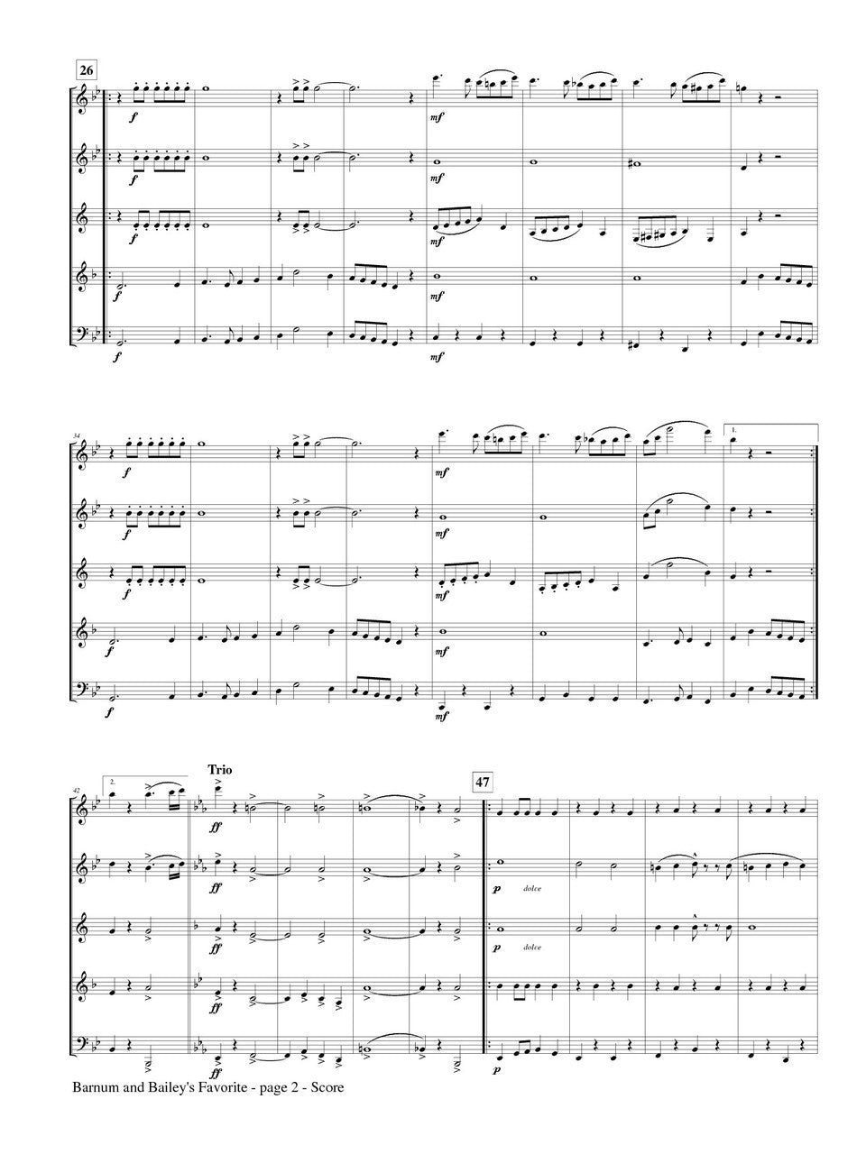 King (arr. Kissinger) - Barnum and Bailey's Favorite for Wind Quintet