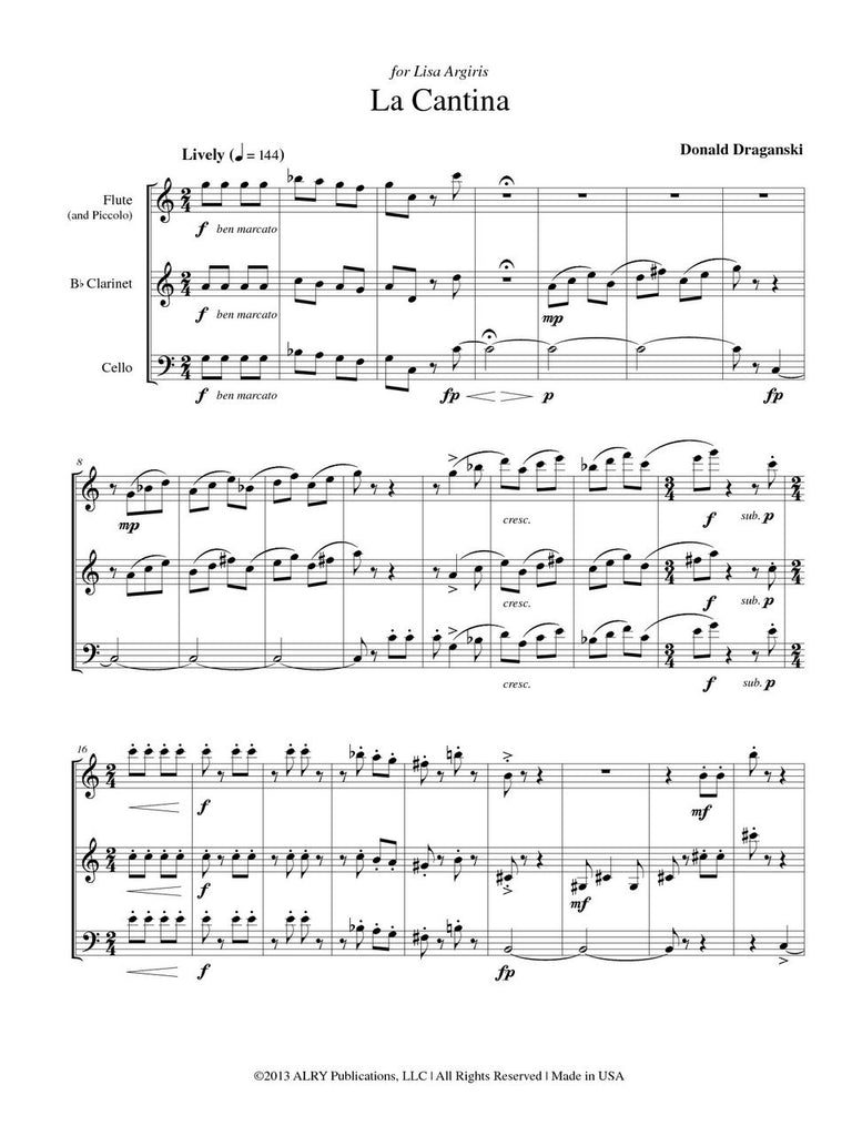 Draganski - La Cantina for Flute, Clarinet, and Cello
