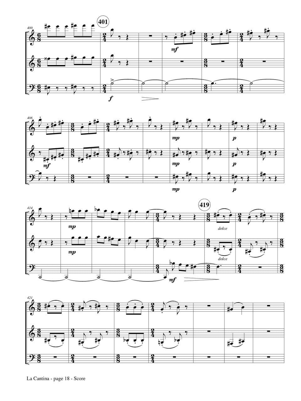 Draganski - La Cantina for Flute, Clarinet, and Cello