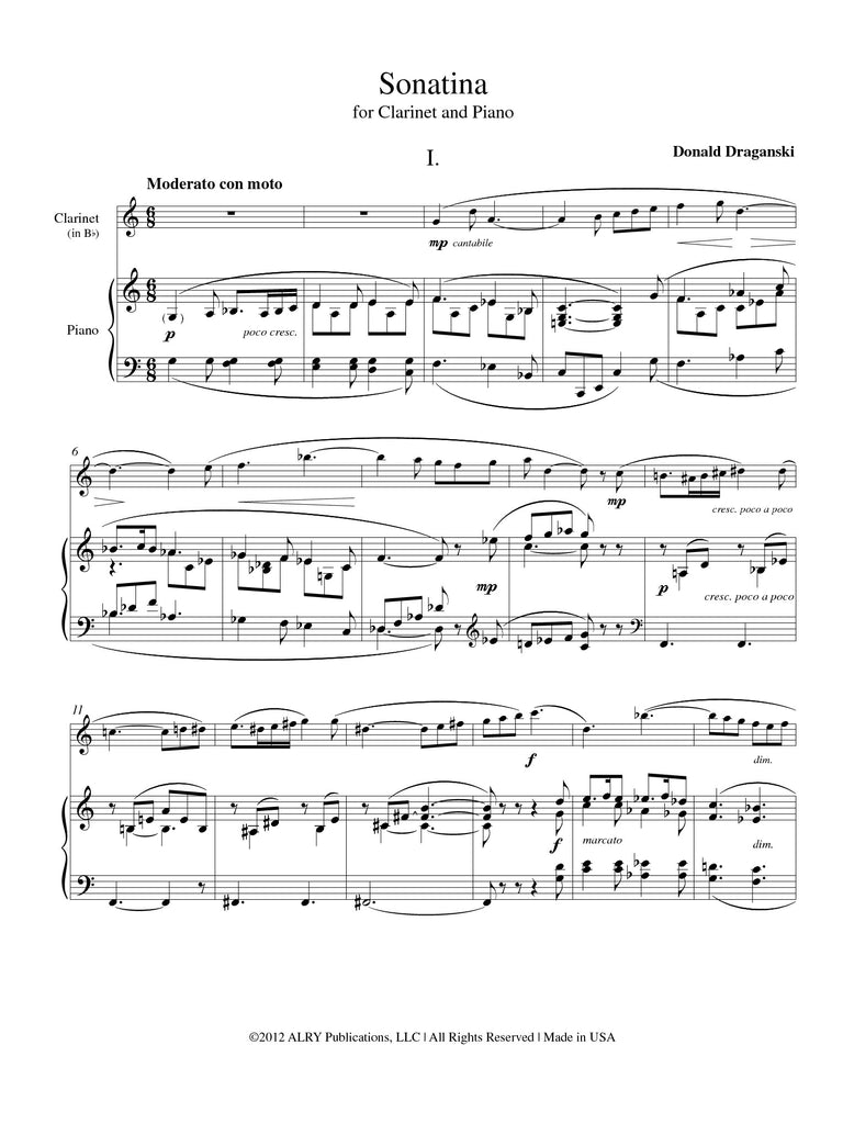 Draganski - Sonatina for Clarinet and Piano