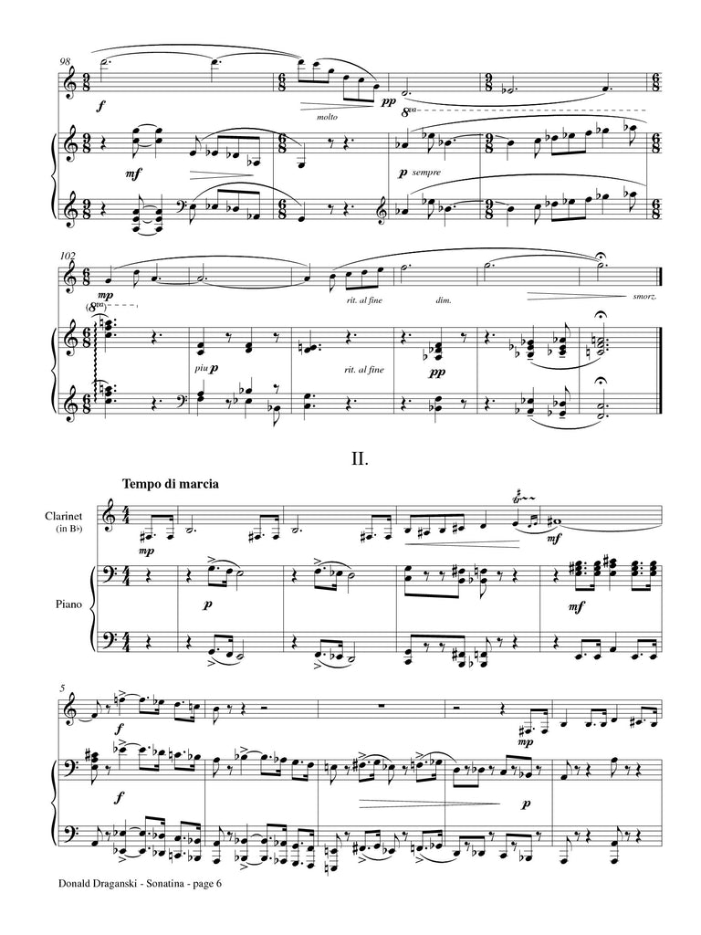 Draganski - Sonatina for Clarinet and Piano