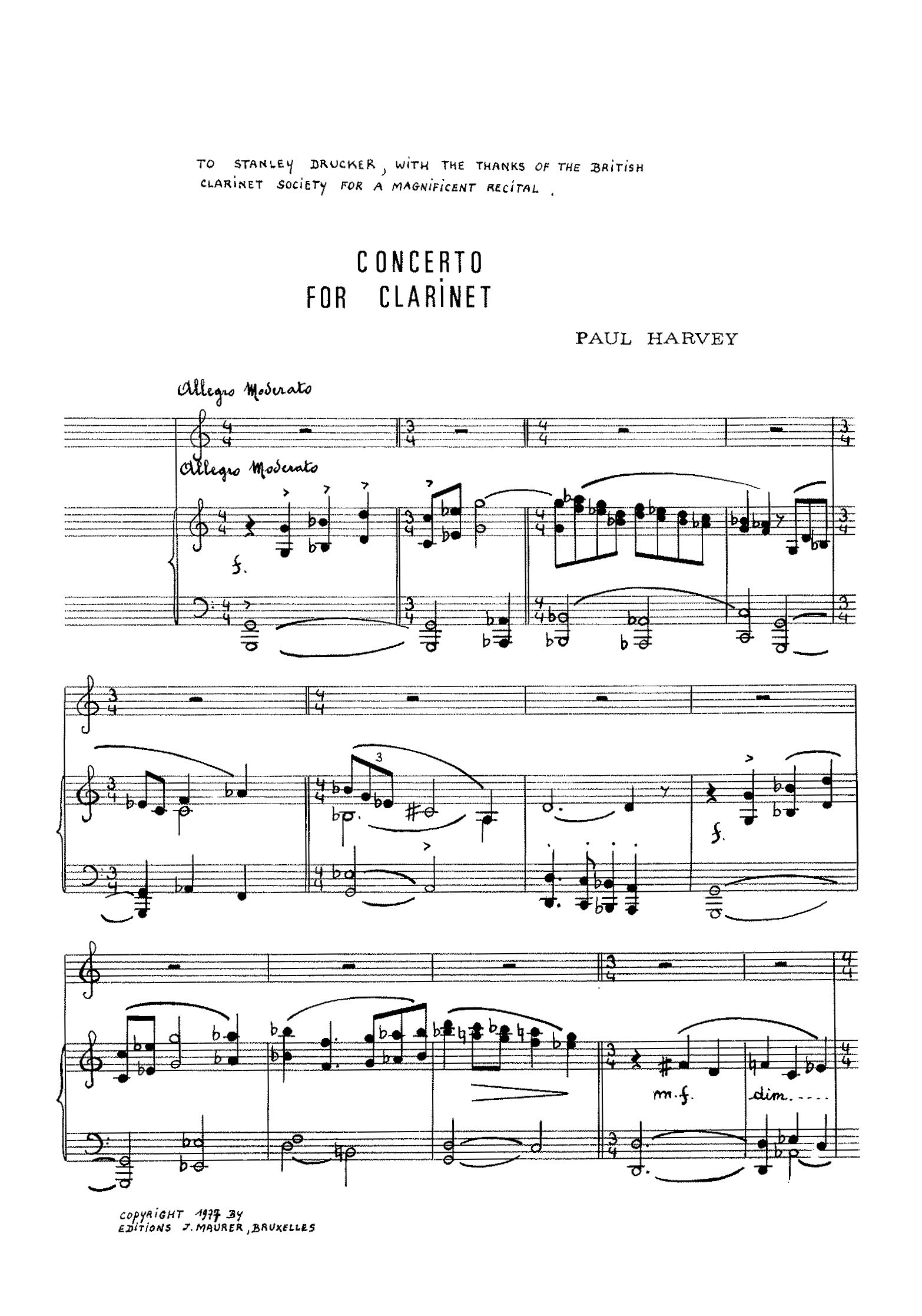 Harvey - Concerto for Clarinet