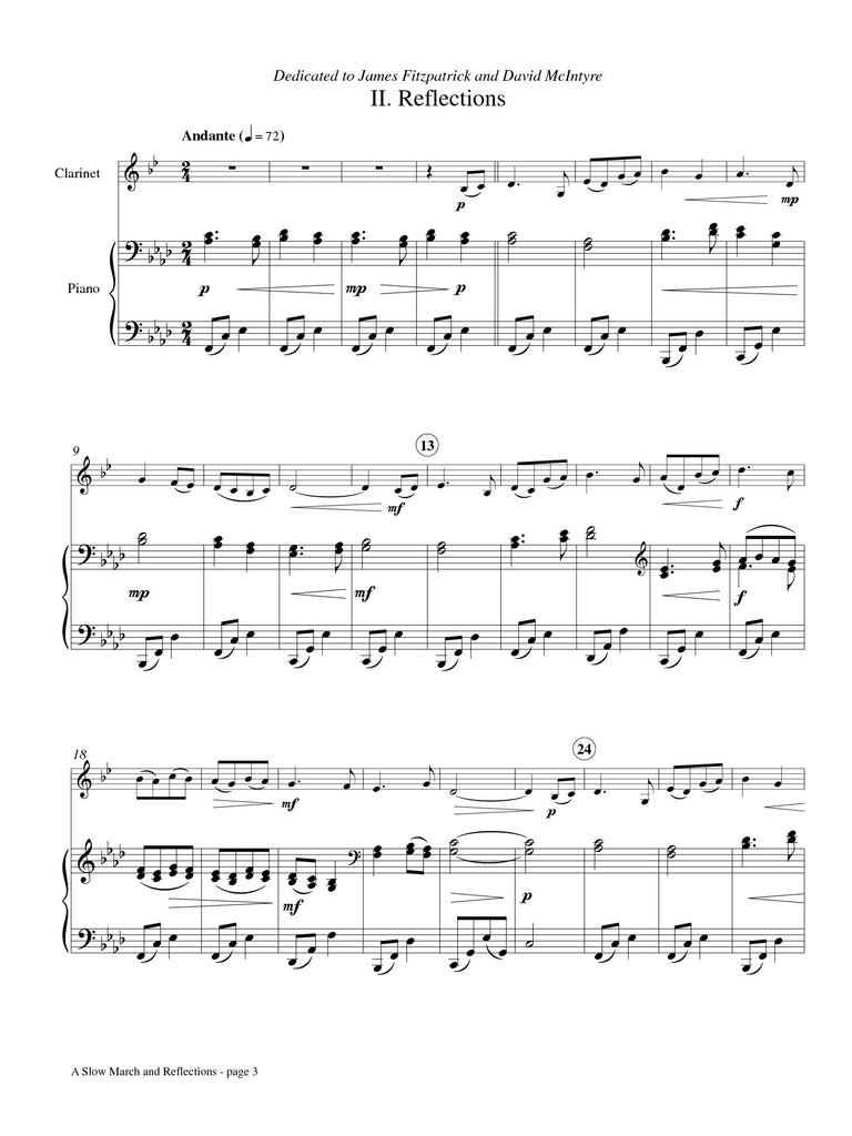 Schudel - A Slow March and Reflections for Clarinet and Piano