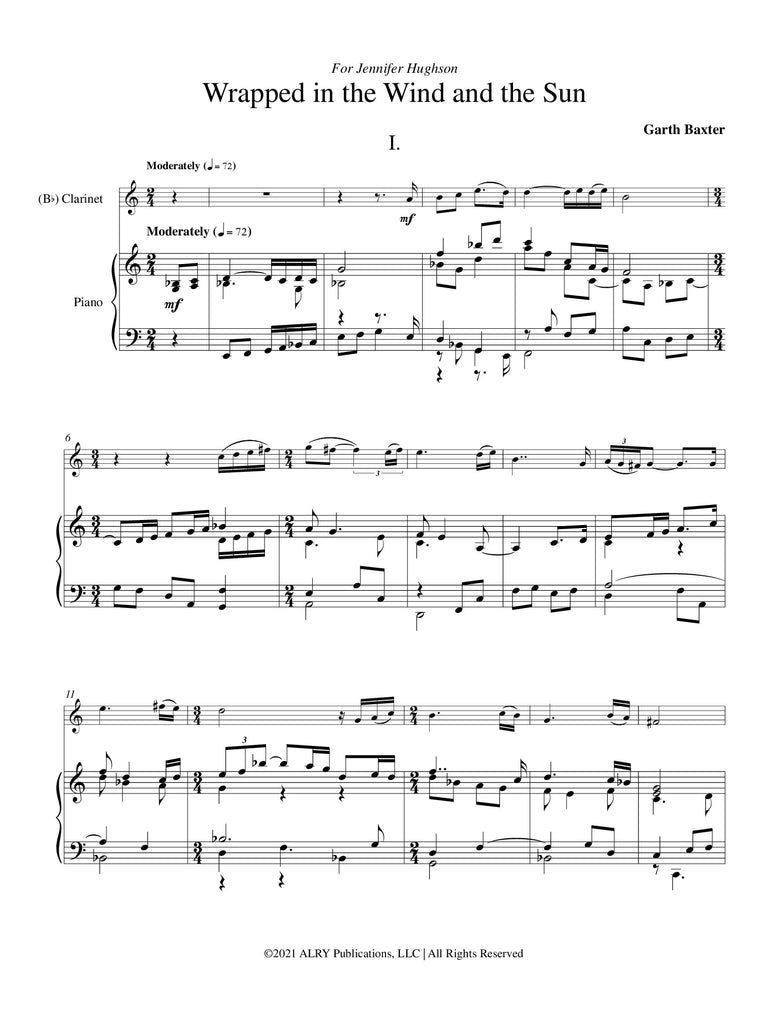 Baxter - Wrapped in the Wind and the Sun for Clarinet and Piano