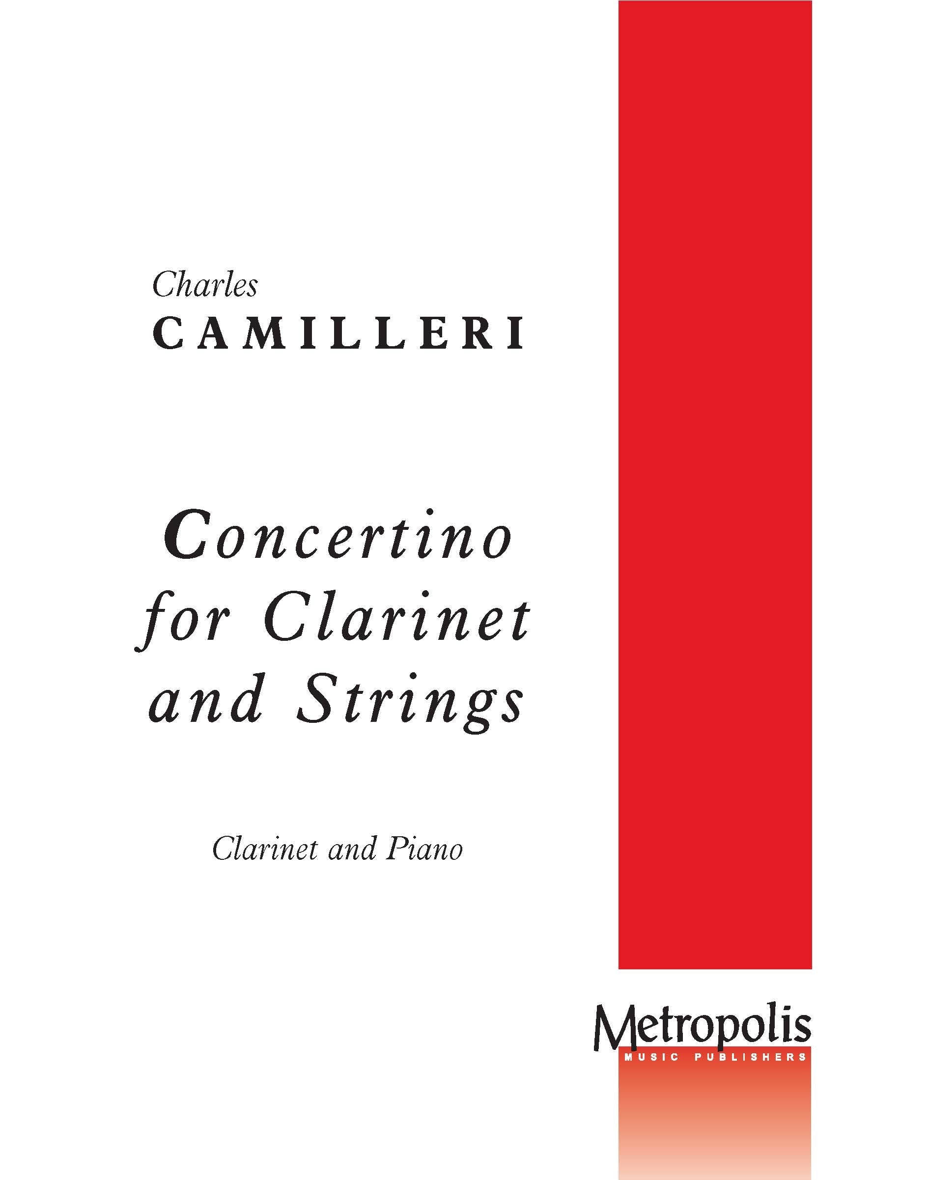 Camilleri - Concertino for Clarinet (Piano Reduction)
