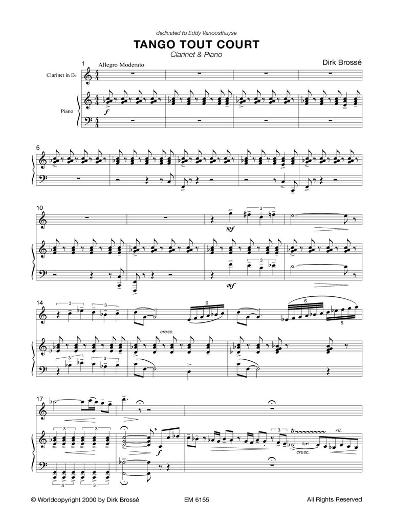 Brosse - Tango Tout Court for Clarinet and Piano