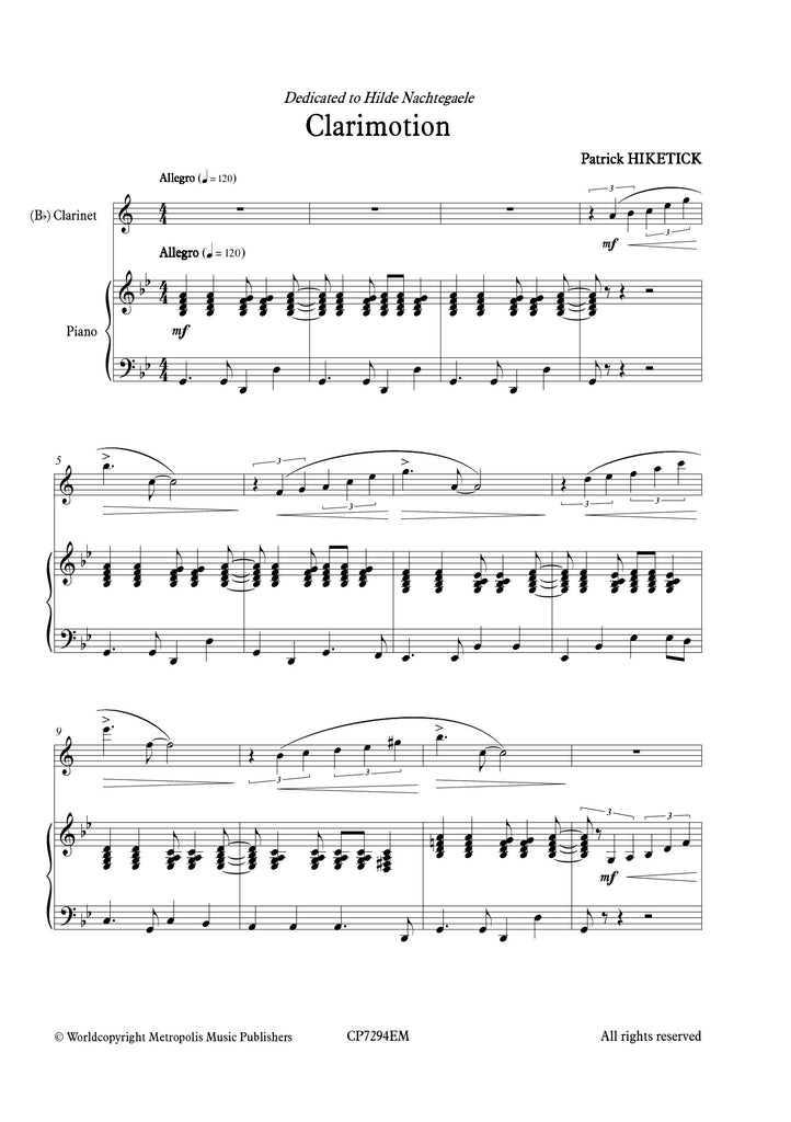 Hiketick - Clarimotion for Clarinet and Piano