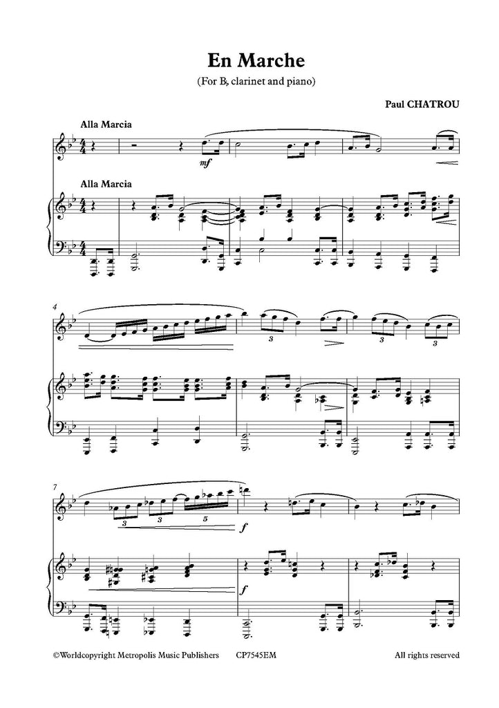 Chatrou - En Marche for Clarinet and Piano