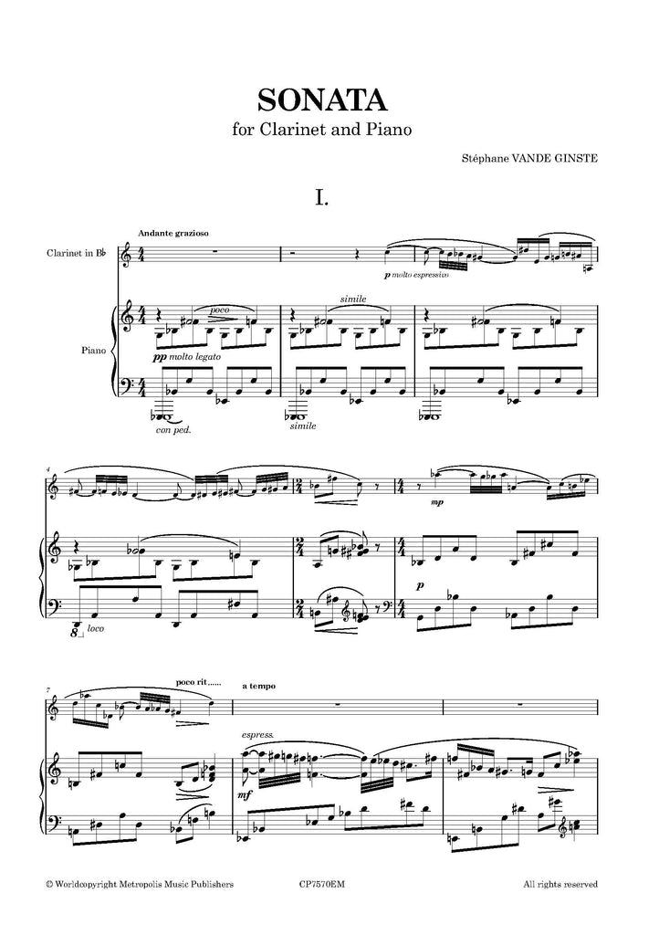 Vande Ginste - Sonata for Clarinet and Piano