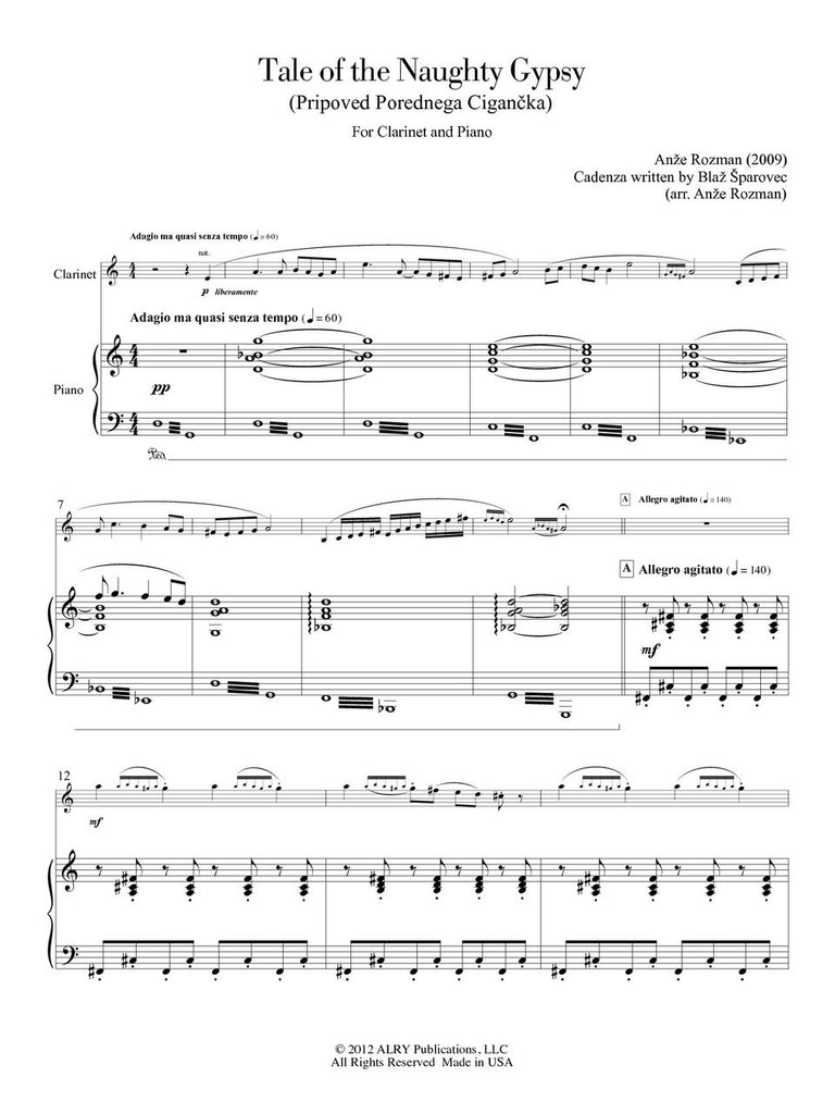 Rozman - Tale of the Naughty Gypsy for Clarinet and Piano