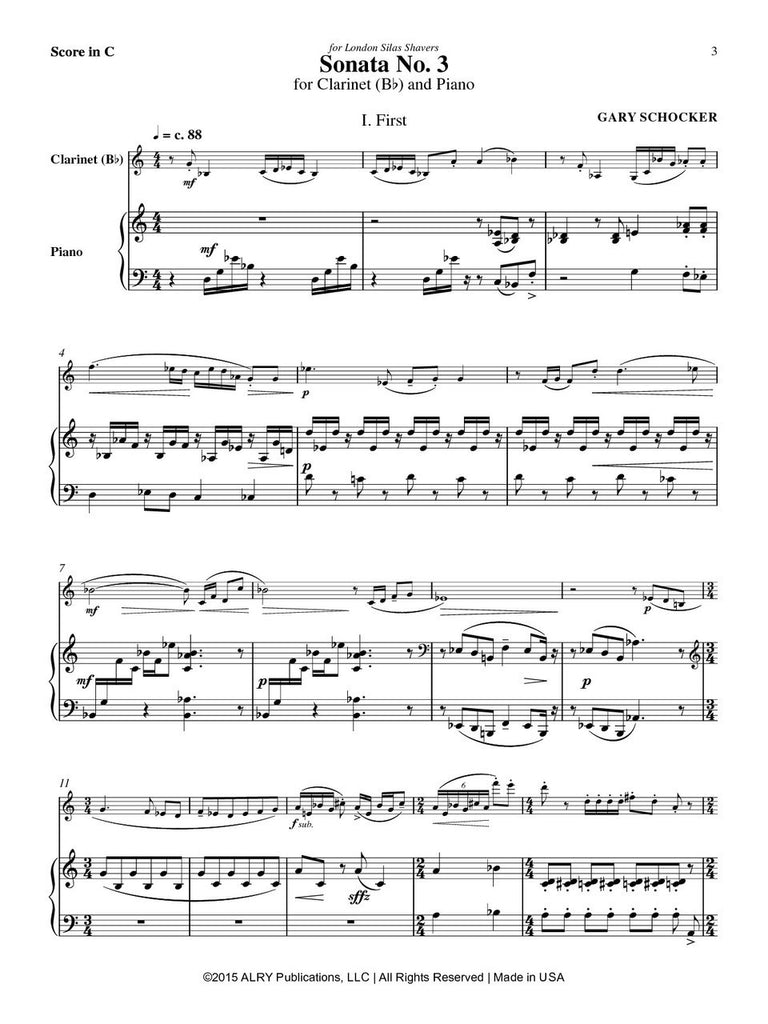 Schocker - Sonata No. 3 for Clarinet and Piano