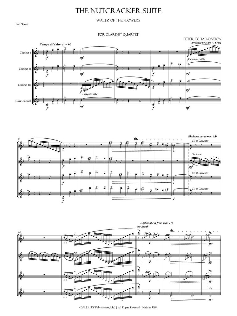 Tchaikovsky (arr. Craig) - The Nutcracker Suite for Clarinet Quartet