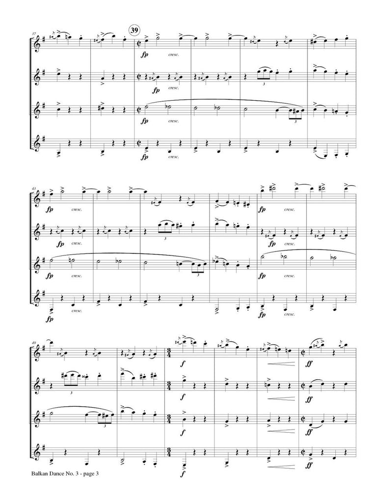 Hiketick - Balkan Dances no.3 (Brza Igra) for Clarinet Quartet