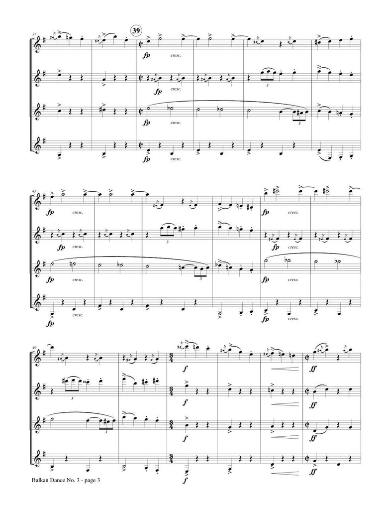 Hiketick - Balkan Dances No. 3 (Brza Igra) for Clarinet Quartet