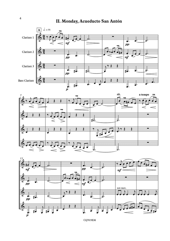 Curtis - A Week in Plasencia for Clarinet Quartet