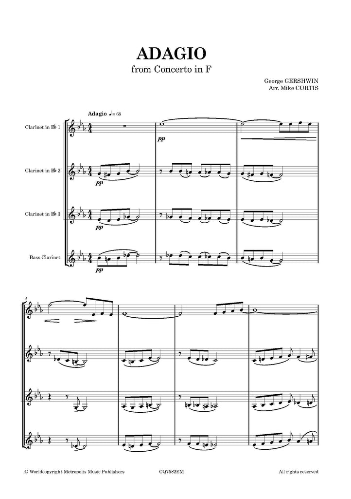 Gershwin (arr. Curtis) - Adagio from Concerto in F for Clarinet Quartet