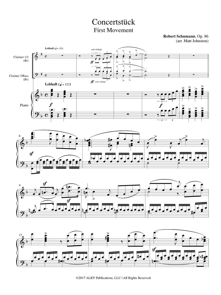 Schumann (arr. Johnston) - Concertstück - First Movement for Clarinet Quartet and Piano