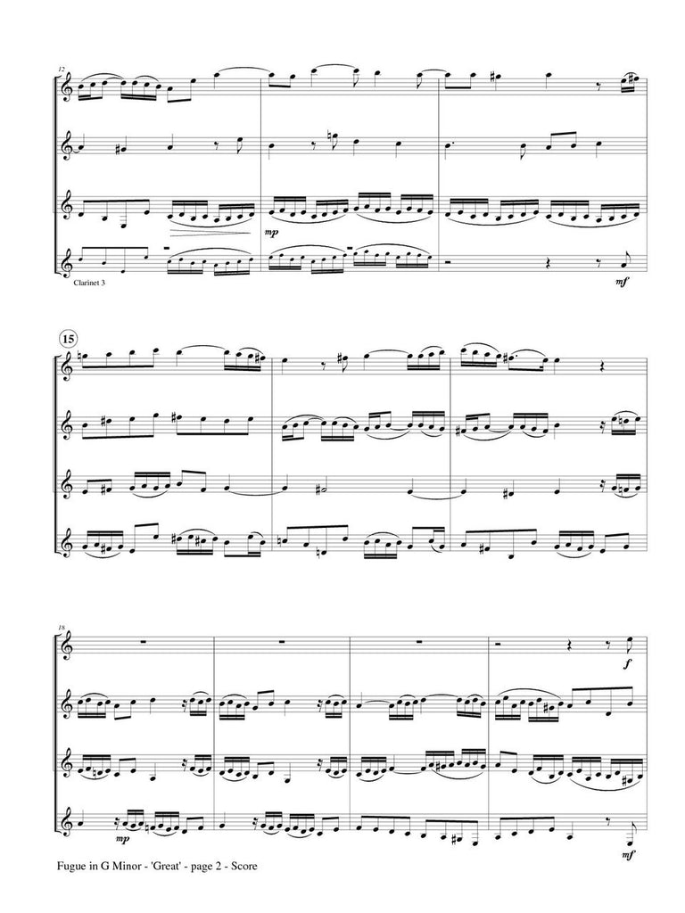 Bach (arr. Matt Johnston) - Fugue in G minor - 'Great' for Clarinet Quartet