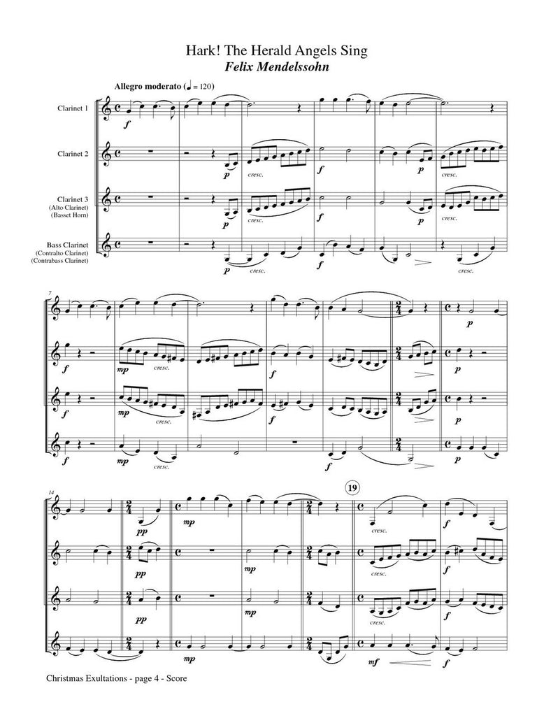 McMichael - Christmas Exultations for Clarinet Quartet