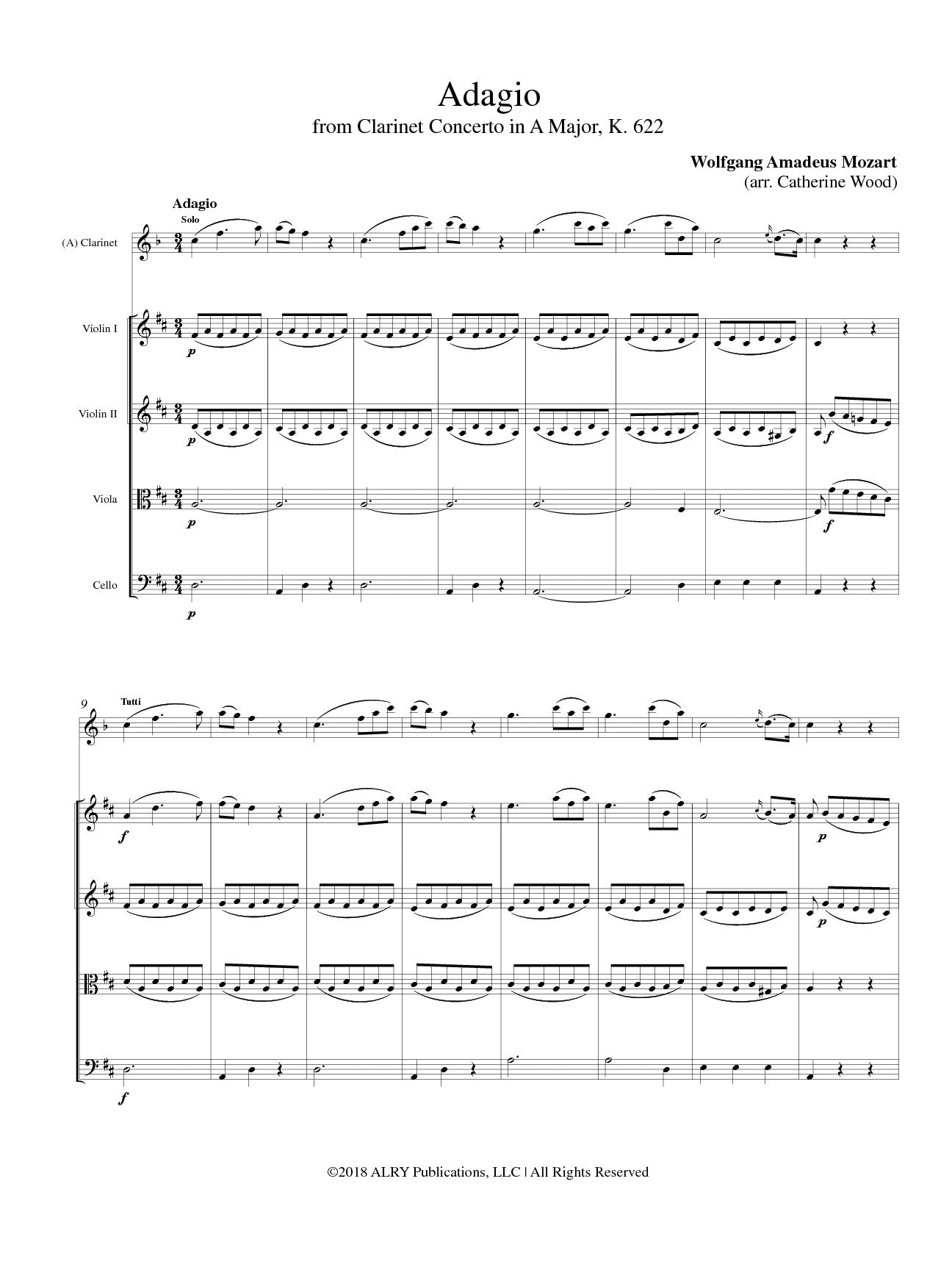 Mozart - Adagio from Clarinet Concerto in A Major, K. 622