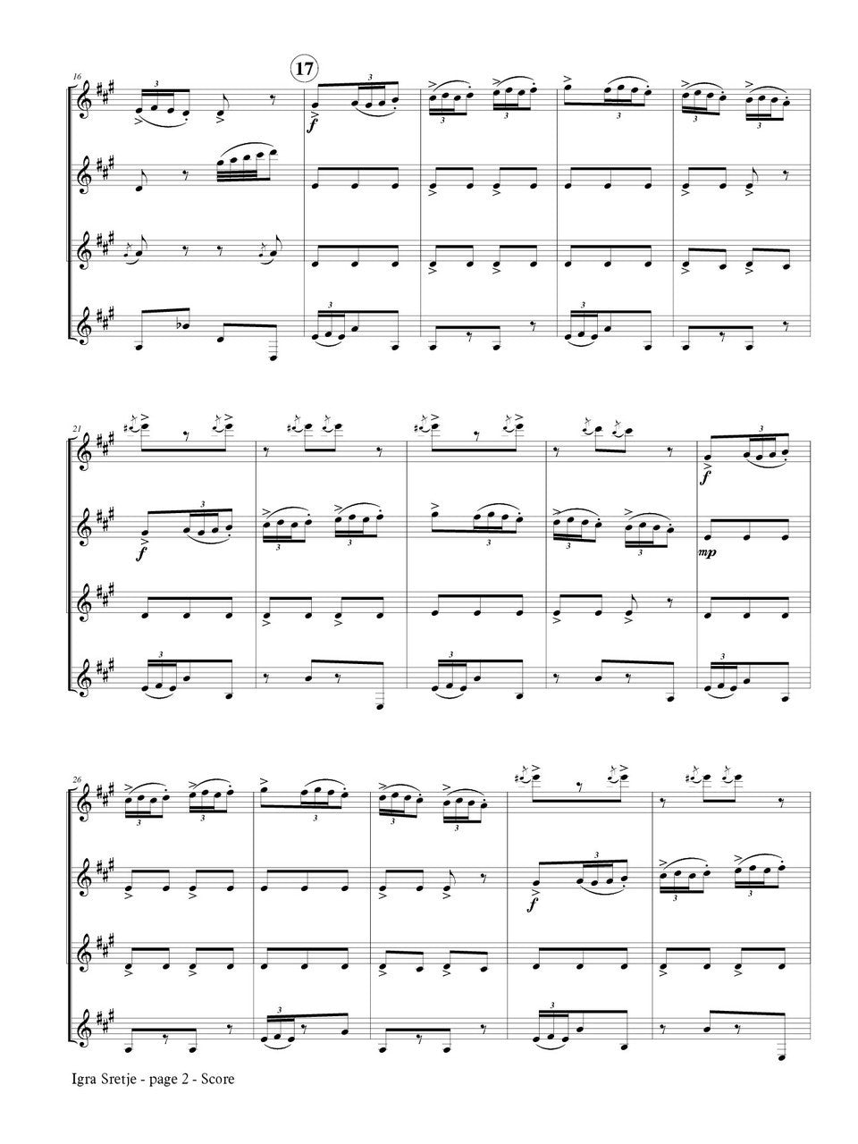 Hiketick - Balkan Dances  No. 1 (Igra Sretje) for Clarinet Quartet