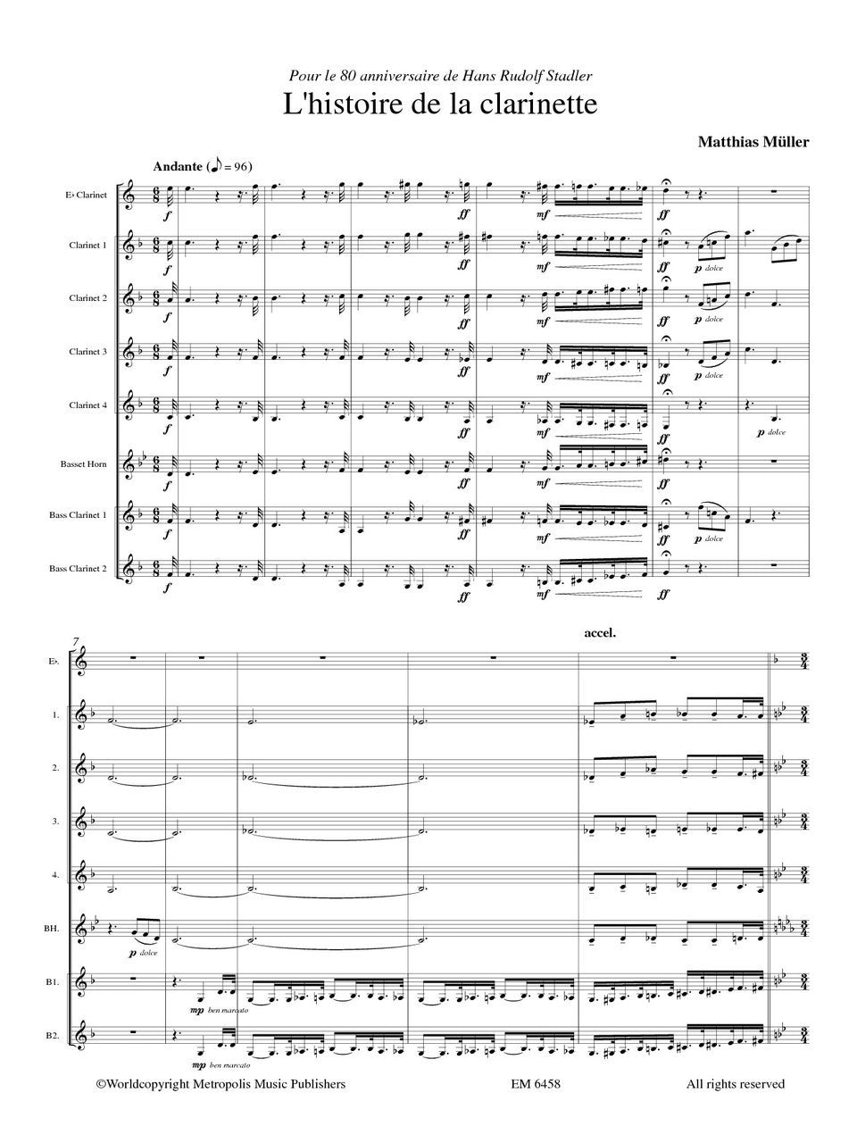 Müller - l'Histoire de la Clarinette for Clarinet Choir