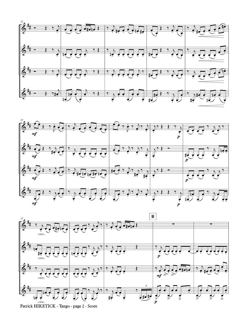 Hiketick - Tango for Clarinet Quartet