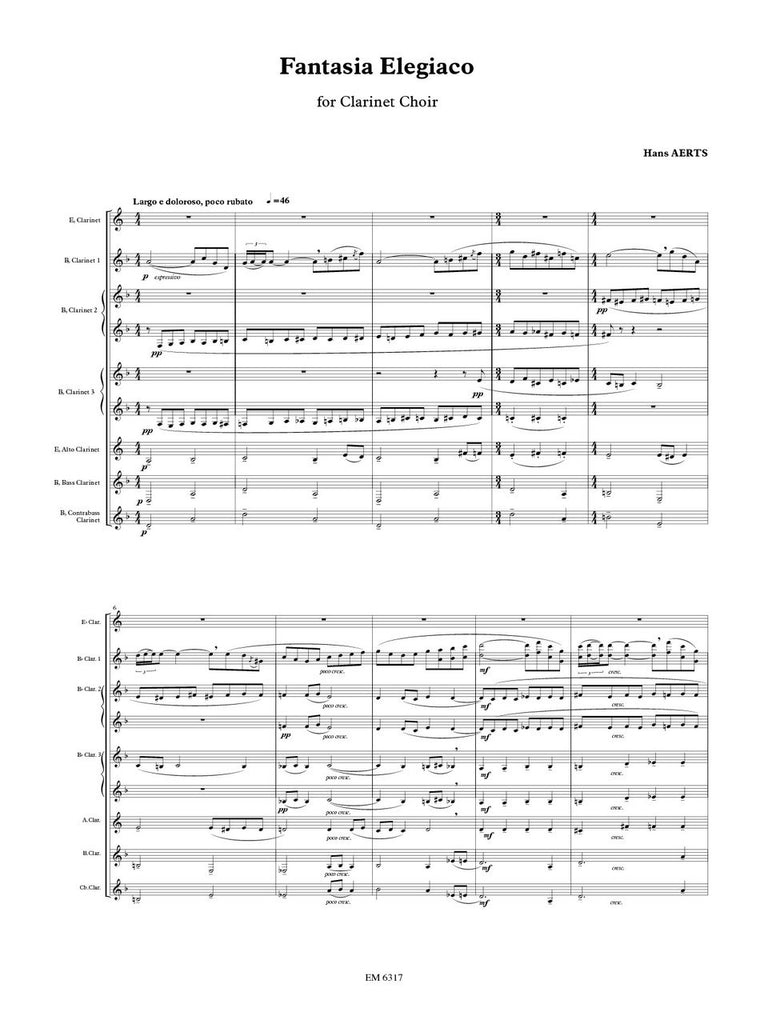 Aerts - Fantasia Elegiaco for Clarinet Choir