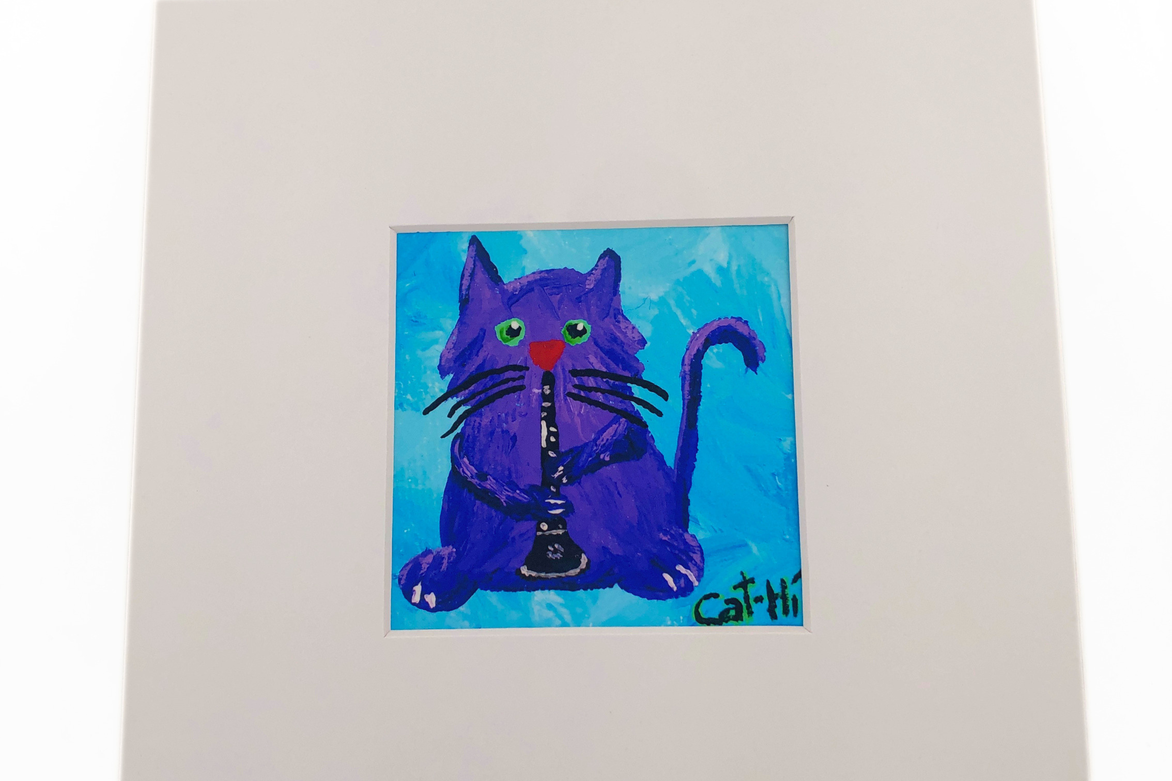 Cat-Hi ClarinetCat Matted Prints 4"x4"