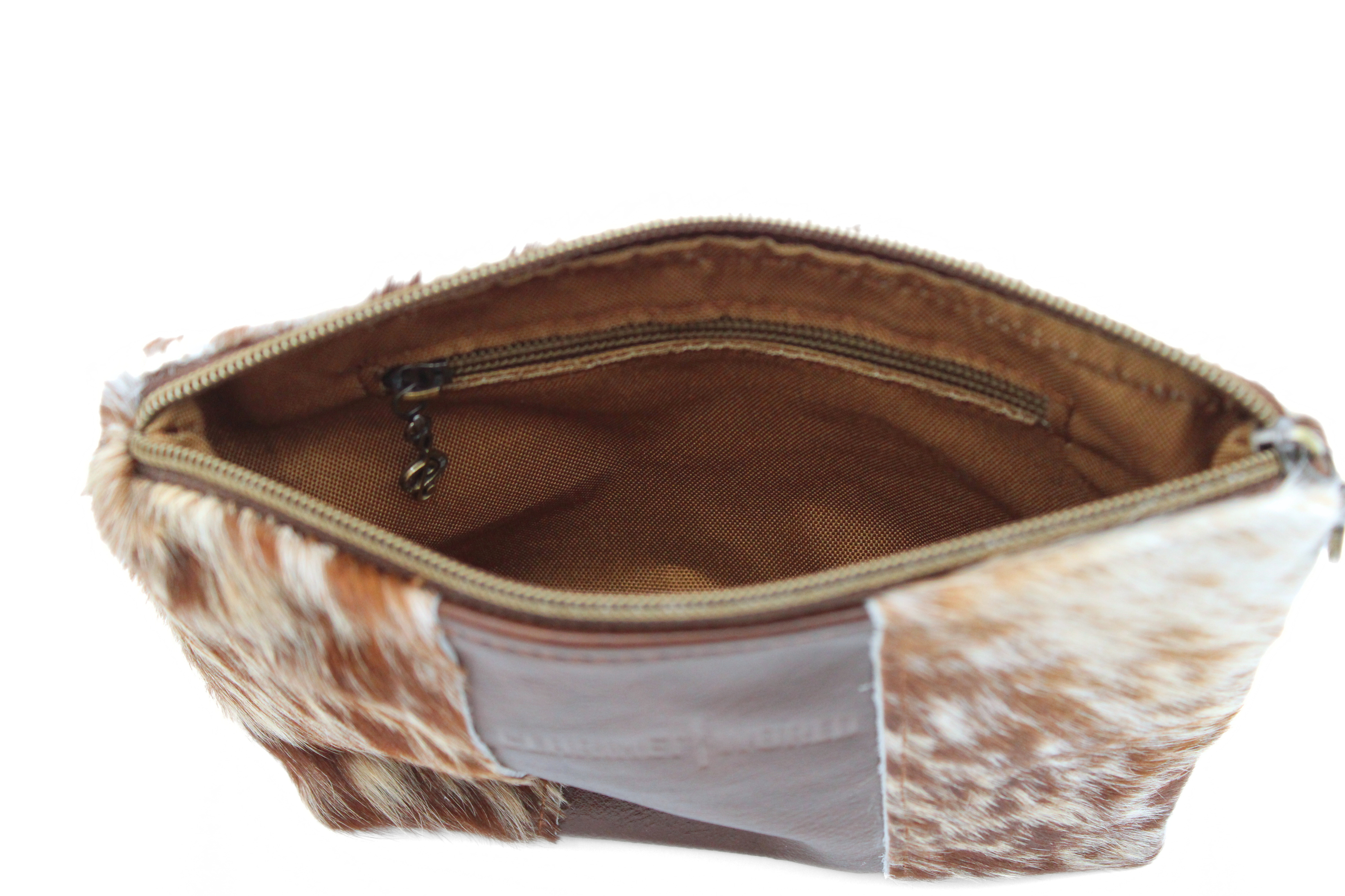 Handcrafted by J.Anne - Large Accessory Zipper Pouches - Brown & White Mix