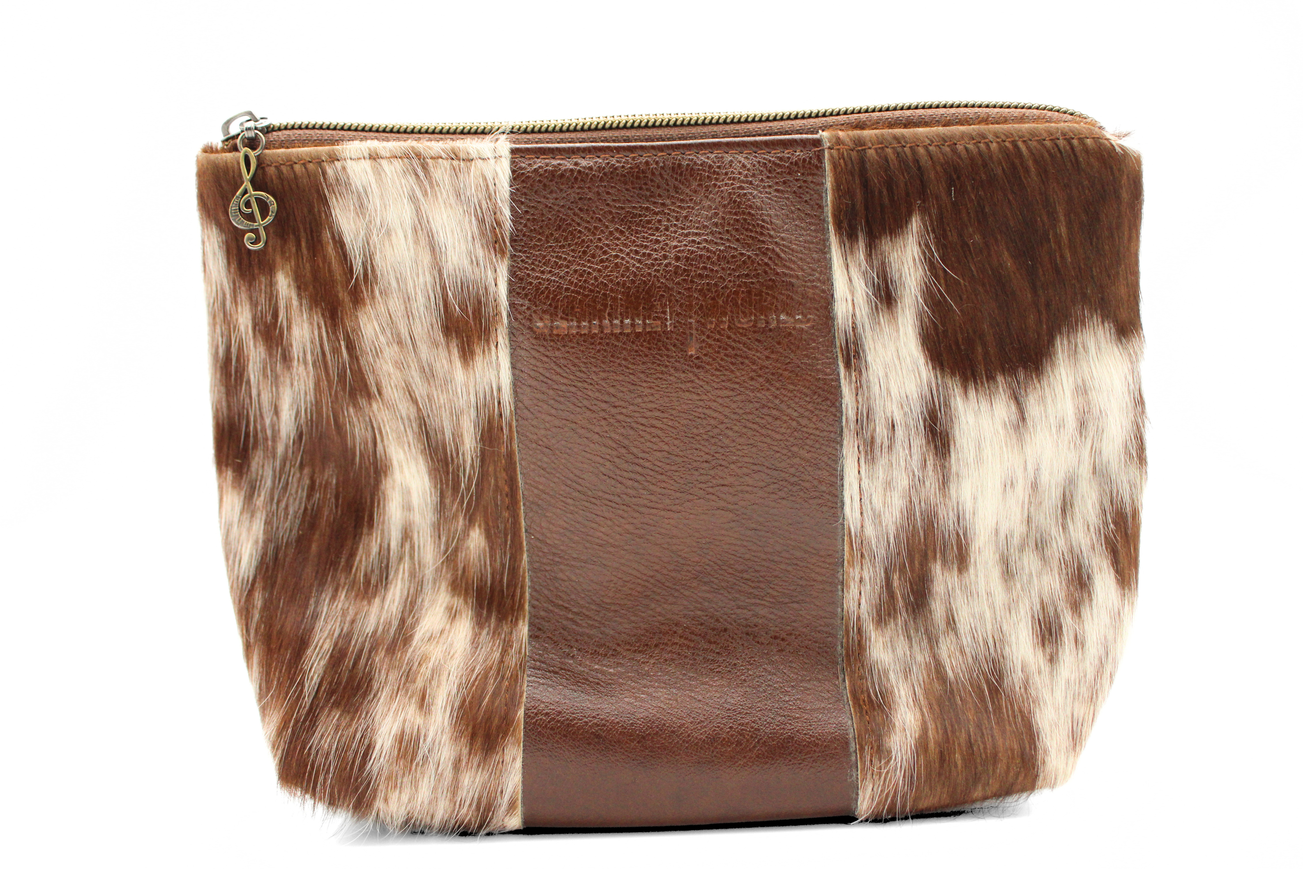 Handcrafted by J.Anne - Large Accessory Zipper Pouches - Brown & White Patches