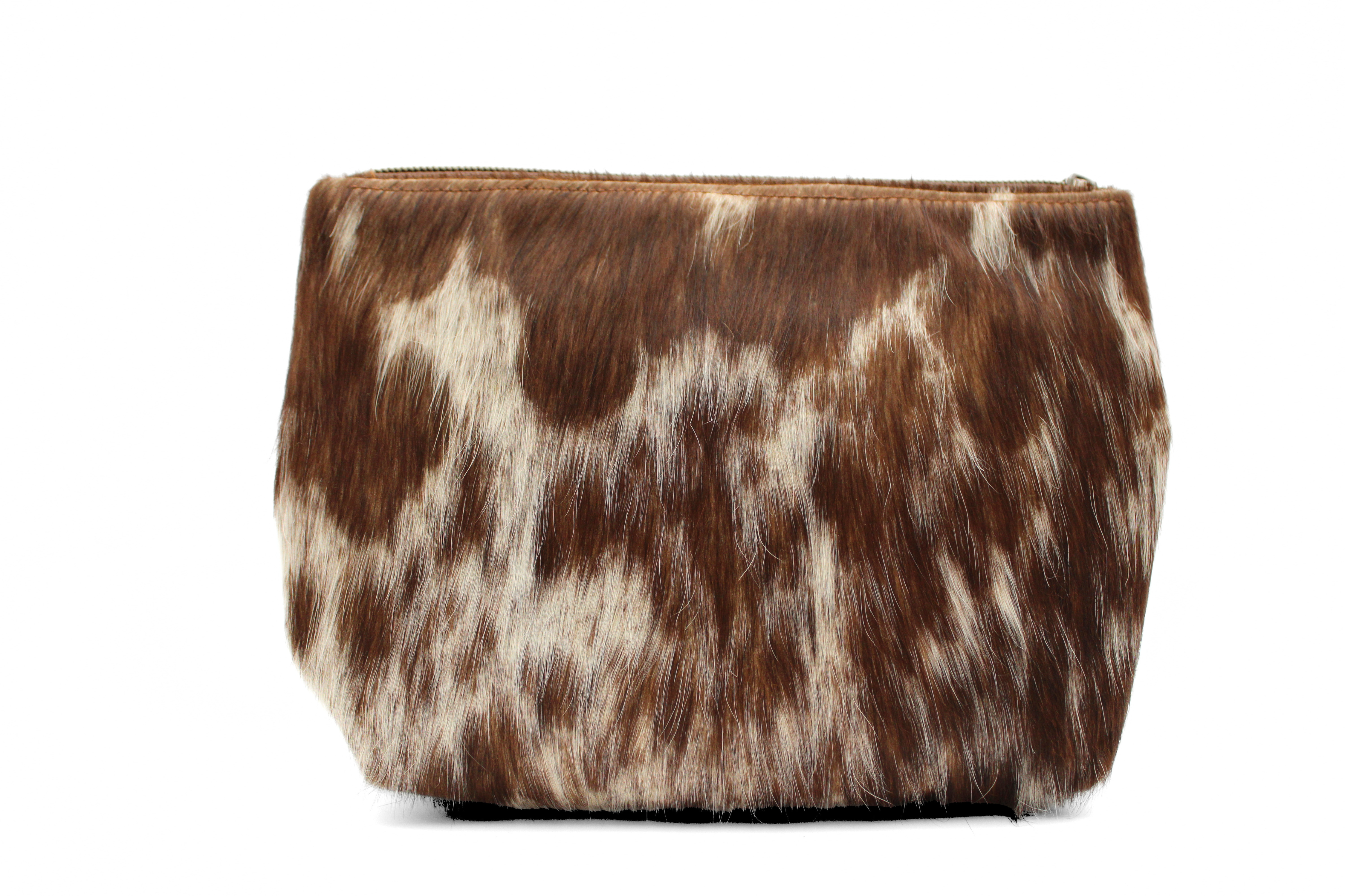 Handcrafted by J.Anne - Large Accessory Zipper Pouches - Brown & White Patches