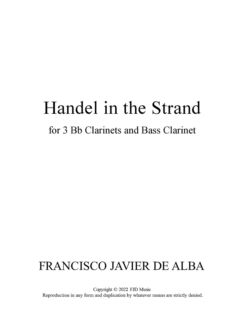 De Alba - Handel in the Strand for 3 B-flat Clarinets and Bass Clarinet