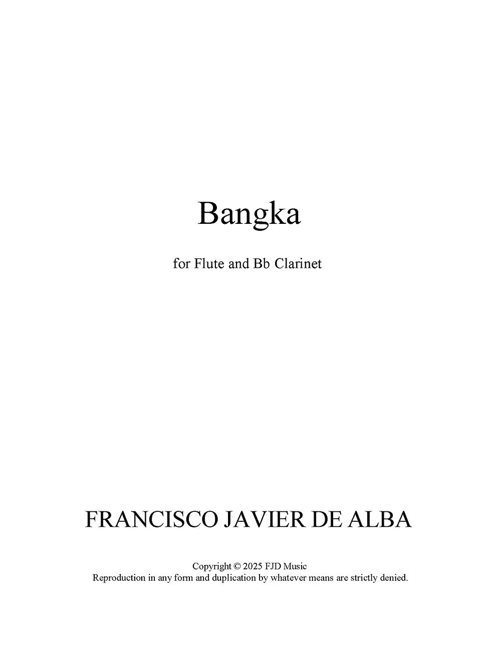 De Alba - Bangka for Flute and B-Flat Clarinet