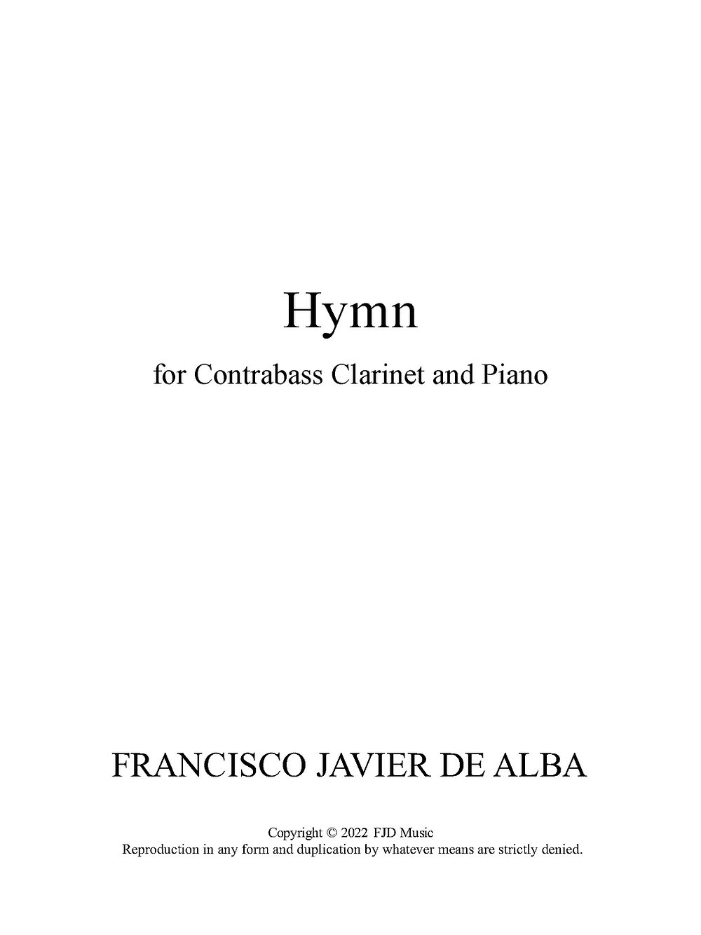 De Alba - Hymn for Contrabass Clarinet and Piano