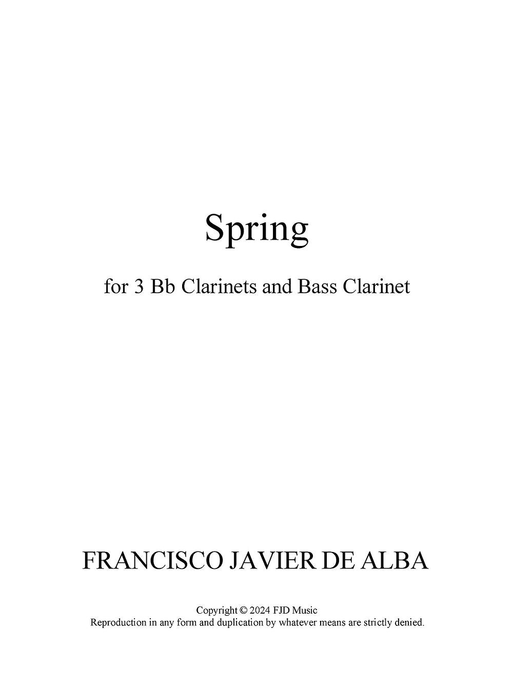 De Alba - Spring for 3 B-flat Clarinets and Bass Clarinet