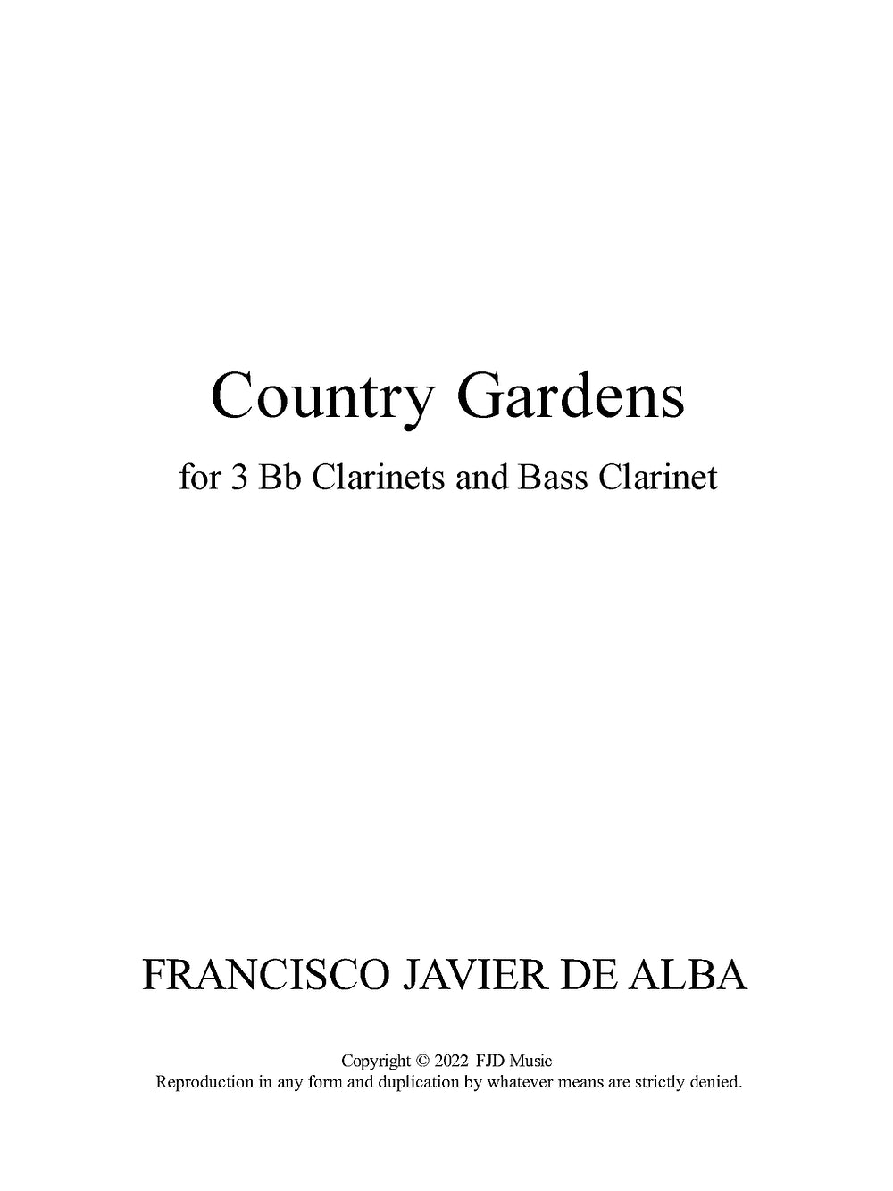 De Alba - Country Gardens for 3 B-flat Clarinets and Bass Clarinet