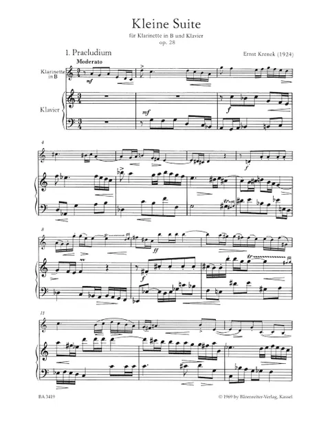 Krenek - Little Suite for Clarinet and Piano, Op. 28