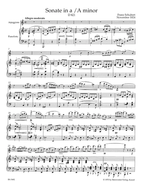 Schubert - Sonata in A minor, 'Arpeggione' for Clarinet and Piano